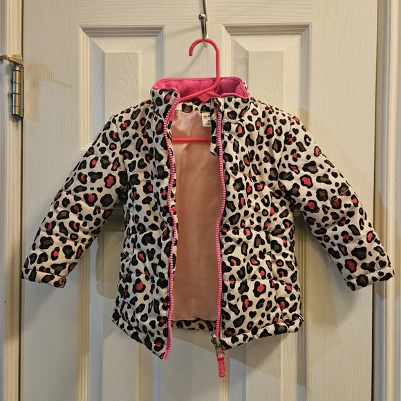 💥Leopard Print Girls Jacket w/ Pink Accents, Sz 24 mo(💥2/$12 Bundle)Trendy, Chic - Picture 7 of 7